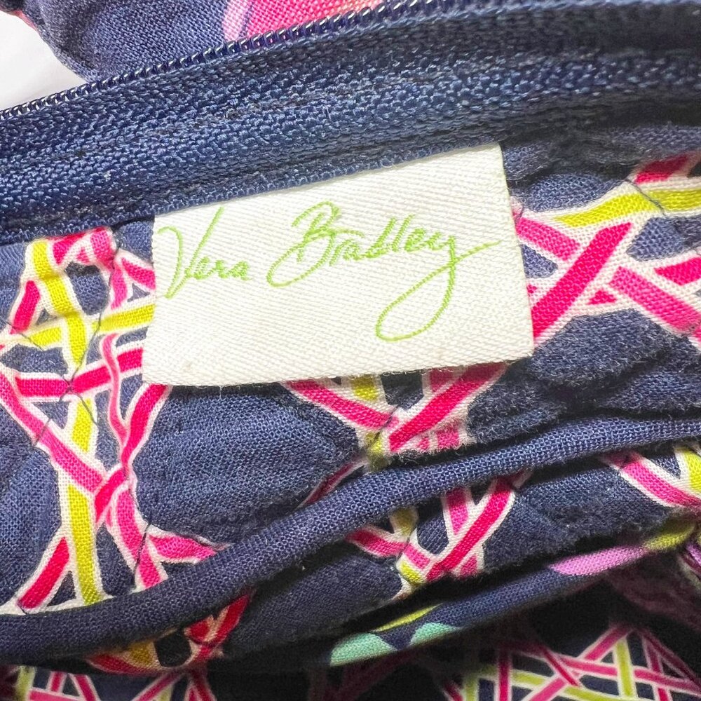 Vera Bradley-Retired Print-Floral-Navy Blue/Pink/Yellow Mix-Medium-Pockets-Cloth - Picture 15 of 16